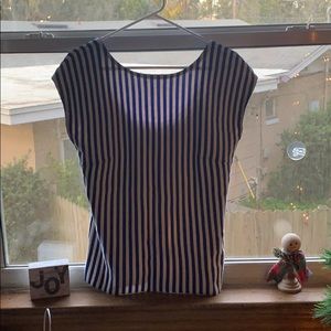 Wide neck cut raised pin striped women’s top